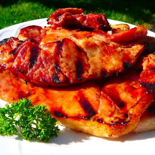 Cover Image for Grilled Ham Slices with a Sweet Horseradish Glaze