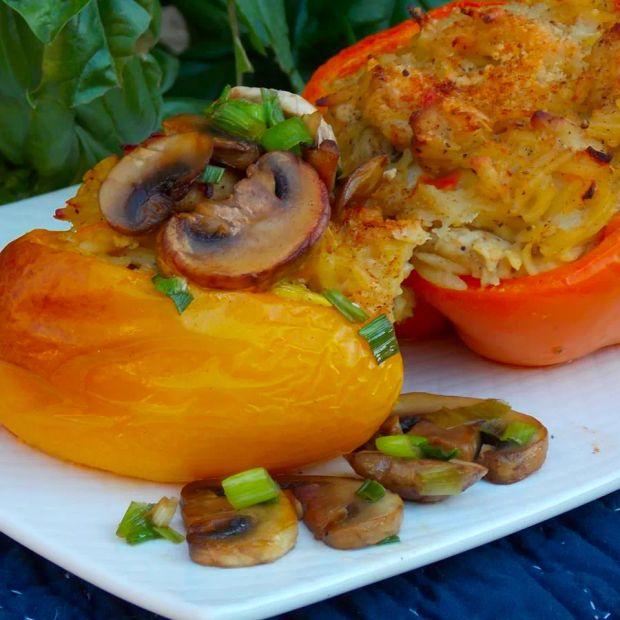 Cover Image for Chicken and Orzo Stuffed Peppers