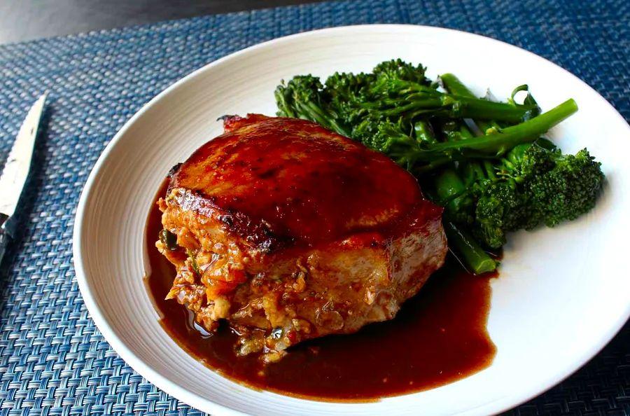 Cover Image for Peach-Stuffed Pork Chops