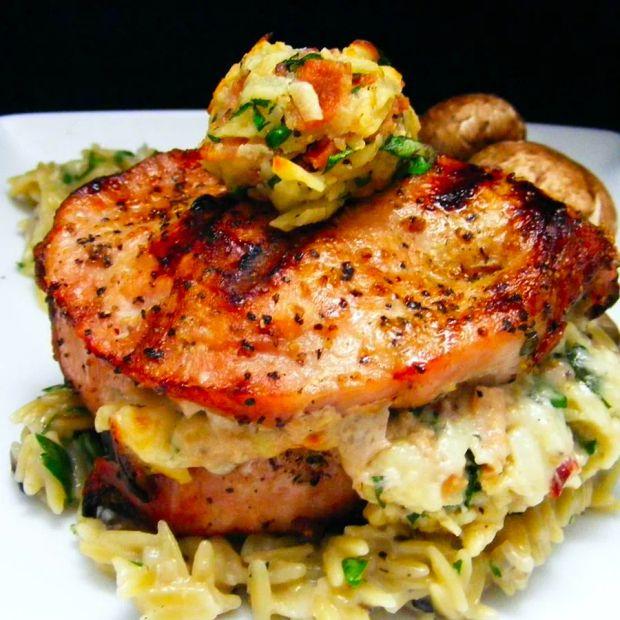 Cover Image for Smoked Gouda and Bacon Stuffed Pork Chops