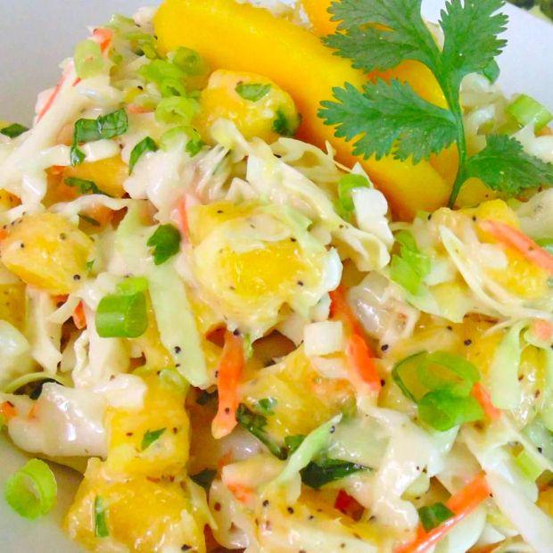 Cover Image for Mango Cilantro Slaw: A vibrant, tropical slaw bursting with fresh mango, cilantro, and a tangy dressing.