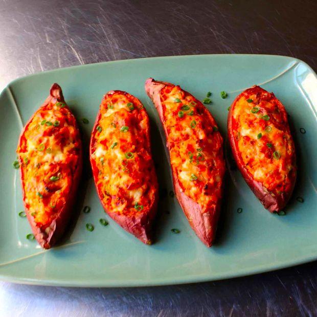 Cover Image for Bacon & Cheese Stuffed Twice-Baked Sweet Potatoes