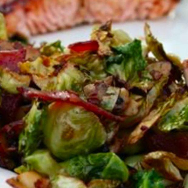 Cover Image for Shredded Brussels Sprouts with Bacon and Almonds