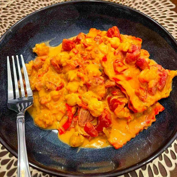 Cover Image for Lobster Ravioli with Shrimp in Tomato Cream Sauce