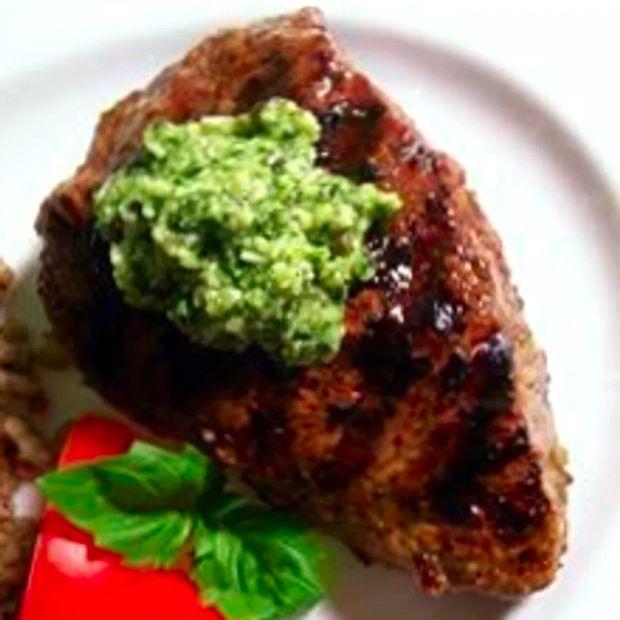 Cover Image for Flat Iron Steak with Lemon Basil Pesto