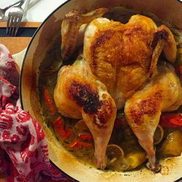 Cover Image for Lemon and Carrot Braise-Roasted Chicken