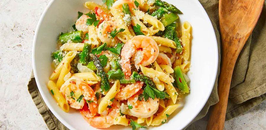 Cover Image for Savory Penne with Shrimp and Asparagus
