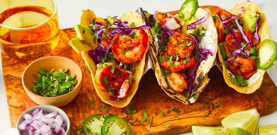 Cover Image for Cilantro-Lime Shrimp Tacos with Creamy Sauce
