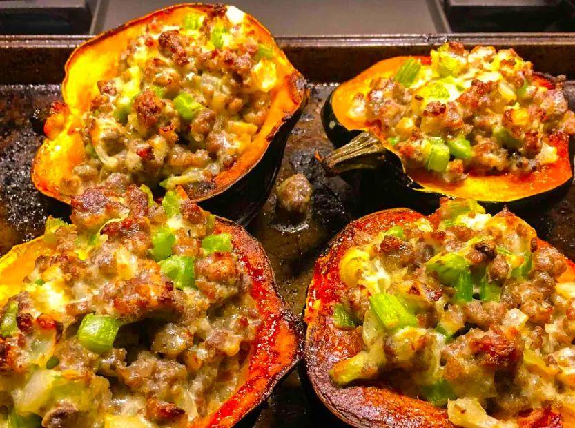 Cover Image for Sausage-Stuffed Acorn Squash Delight